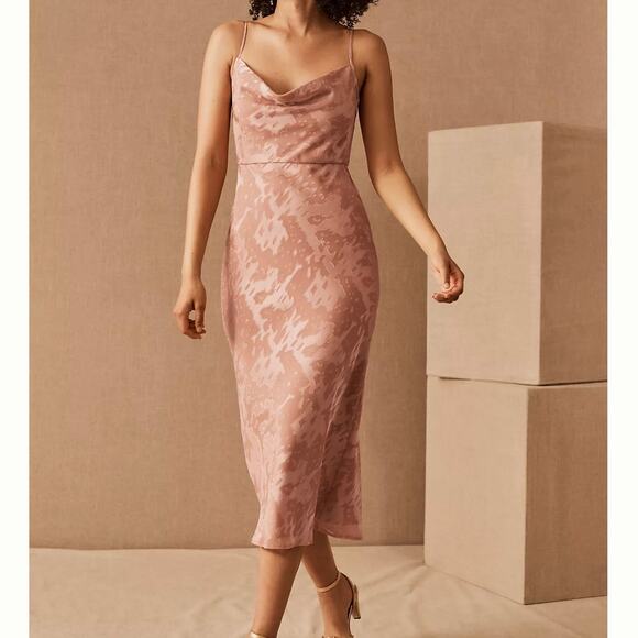 Anthropologie Hutch Women's Kinsey Burnout Midi Slip Dress Size 12 Blush - Picture 1 of 16